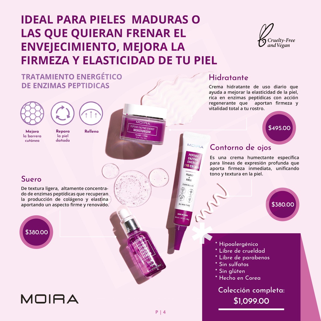 MOIRA TRATAMIENTO PARA LA PIEL CON ENERGÉTICOS DE ENZIMAS PEPTIDICAS