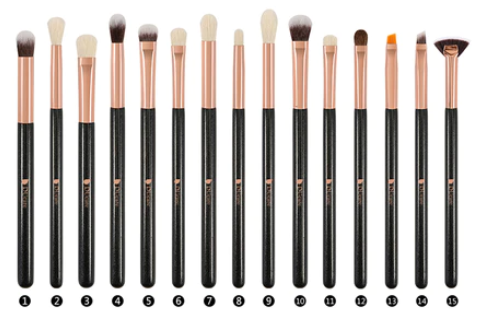 DUCARE SET DE 15 BROCHAS PARA MAQUILLAJE DE OJOS CLASSIC BLACK
