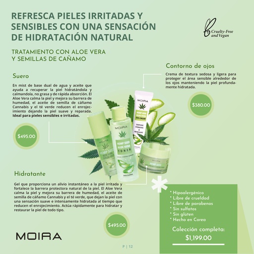 MOIRA TRATAMIENTO PARA LA PIEL CON ALOE VERA Y SEMILLAS DE CAÑAMO